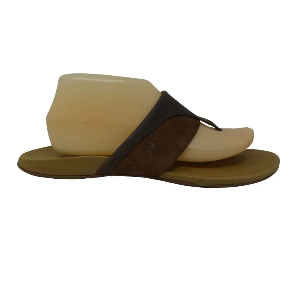 Chaco Cognac Brown Leather Flip Flops Thong Sandals